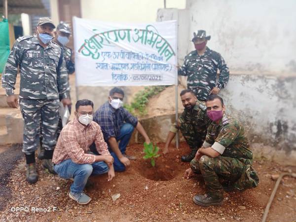 bhamragad tree plantation from crpf and police